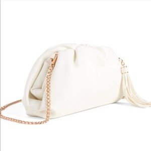 New Understated Leather Crescent Clutch